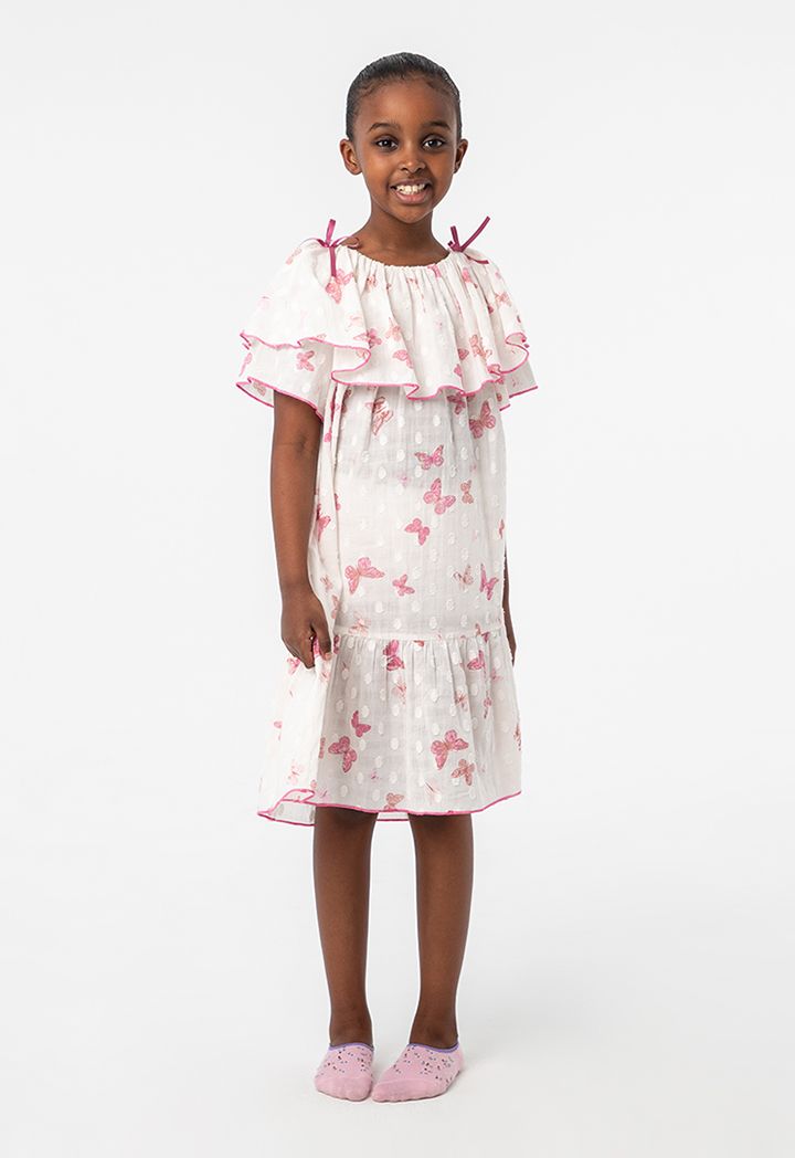 Butterflies Tiered Hemline Night Sleepwear Dress Sale