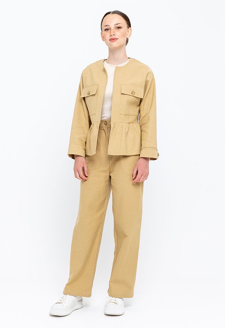 Khaki peplum jacket clearance