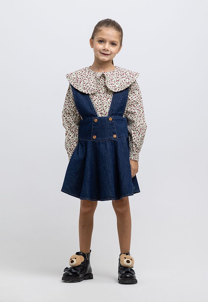 Double Buttons Denim Suspender Skirt Dress Sale Riva Fashion