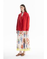 Multi Pleated Floral Print Maxi Skirt -Sale