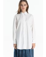 Classic Long Solid Button Up Shirt  -Sale