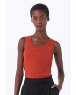 Ribbed Solid Round Neckline Knitwear Basic Top