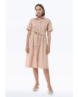 Classic Twill Solid Shirt Dress -Sale