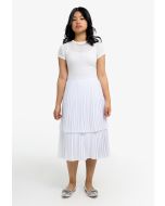 Solid Pleated Tiered Skirt