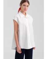 Solid Sleeveless Poplin Shirt -Sale