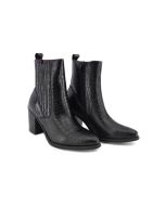 PU Leather Textured Block Heel Boots -Sale