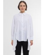Hi Low Hem Spread Collar Side Buttons Shirt - Work Style -Sale