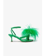 Dot Feather Trimmed Stiletto Sandals -Sale