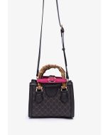 Classic Printed Hand Bag With Wooden Handles -Sale