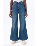 Solid Denim Wide Legged Trouser -Sale