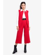 Solid Buttoned Straight Leg Tweed Trousers -Sale