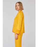 Orange Textured Fringe Sleeves Shirt -Sale