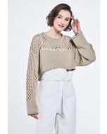 Knitted Crochet Cropped Sweater