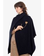 Rib Knitted Solid Crossover Design Winter Poncho -Sale