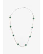 Emerald Floral Charm Long Necklace