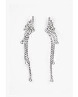 Crystal Fringes Faux Pearls Earrings