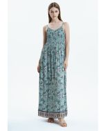Paisley Printed Smocked Sleeveless Dress -Sale