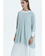 Solid Oversize Blouse With Contrast Rib -Sale
