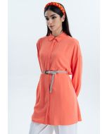 Oversized Solid Blouse With Side Slits -Sale