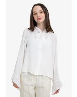 Solid Pleated Sleeves Blouse