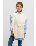 Knitted Open Ribbed Hemline Waist Belt Gilet -Sale