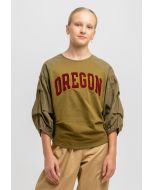 Oregon Print Short Elasticated Sleeves Top -Sale