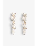 Long Faux Pearls Embellished Earrings