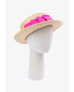 قبعة قش مزينة بفيونكة وردية