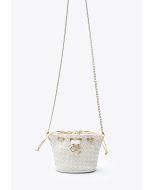 Basket Weave Mini Bucket Pouch Crossbody Bag -Sale