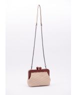 Wooden Handle Kiss Clasp PU Leather Purse -Sale