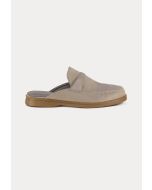 Oval Toe Solid Suede Mule Loafers -Sale