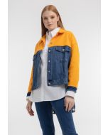 Two Toned Denim Textured Outer Jacket -Sale
