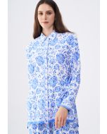 Floral Print Side Slit Shirt