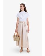 Solid Belted Palazzo Trousers