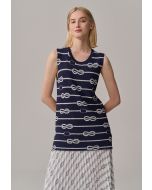 Contrast Knitted Sleeveless Top