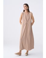 Sleeveless Crinkled Maxi Dress