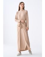 تنورة مجعدة بتصميم لف ورباط خصر- ستايل رمضان