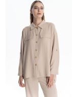 Solid Buttoned Up Shirt With Foldable Sleeves -Sale