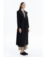 Solid With Notched Neckline Winter Abaya Besht -Sale