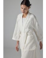 Single Tone Crystal Embellished Belted Jacket - Ramadan Style