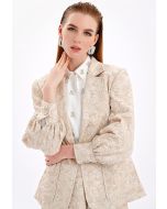 Textured Jacquard Jacket With Front Pockets -Sale