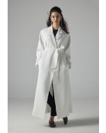 Solid Pleated Belted Trench Coat