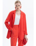 Solid Notched Blazer With Long Sleeve -Sale