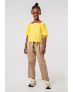 Solid Ruffle Belted Paper Bag Trouser -Sale