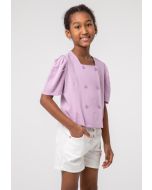 Soft Double Breasted Puff Girls Blouse -Sale