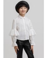 Collared Long Sleevs Solid Buttons Shirt -Sale
