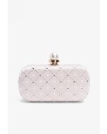 Crystal and Faux Pearls Embellished Clutch