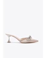 Rhinestone Bow Embellished Pointed Slide Sandals -Sale