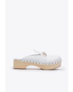 Studded Clogs With Low Wooden Heel -Sale