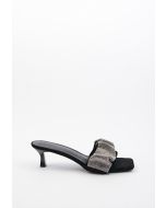 Studded Rhinestones Ruched Vamp Slides Sandals -Sale